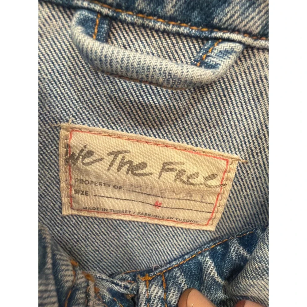 Free People Blue Fringe Jean Jacket - Picture 5 of 8